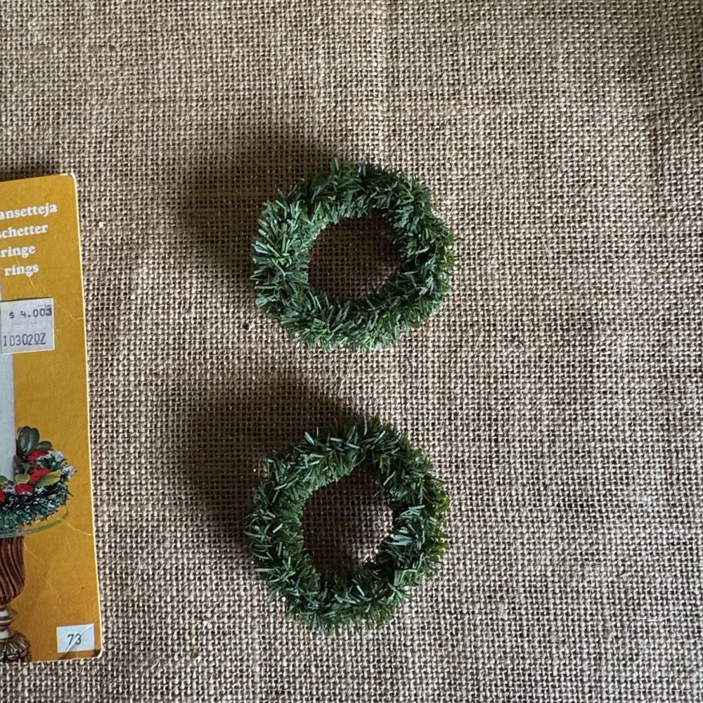 Vintage Weiste Christmas Wreath Candle Rings/Bobeches Handmade in Finland - Picture 3 of 5